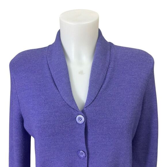 Sarah Spencer Merino Wool Purple Shawl Neck Button Down Cardi‎ Sweater sz M New - Picture 2 of 10